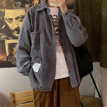 Wiaofellas Autumn Shirts for Mens Manga Designer Clothes Blouses Korean Clothes Button Up retro Shirt Hippie Cardigan Japanese Long Clothes